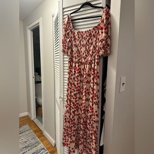 Betsey Johnson Smocked Strawberry Midi Dress